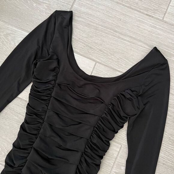 Arden B Long Sleeve Scrunch Bodycon Dress Black size Medium - Picture 3 of 5
